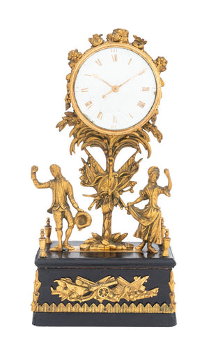 Empire Style Gilt Metal Ebonized Mantle Clock (9887677153587)