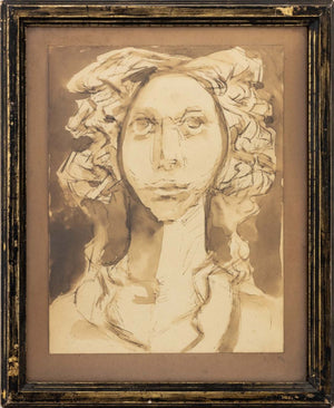 Leonor Fini Attr. Portrait of a Woman Watercolor