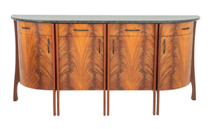 Green Serpentine & Flame Birch Demilune Sideboard