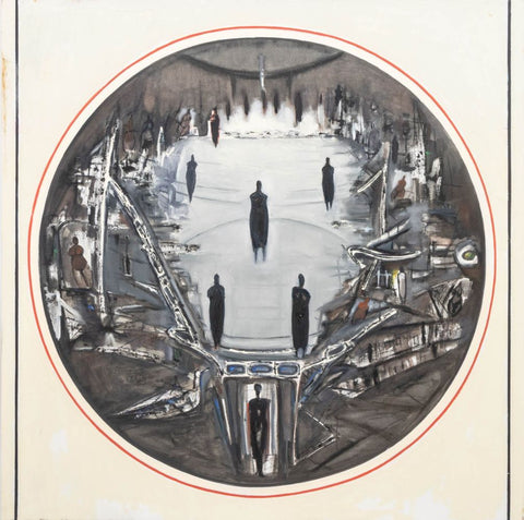 Agudelo, Untitled (Abstract Silhouette Figures), Oil on Canvas