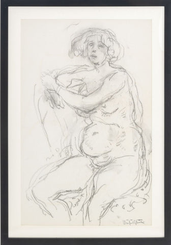 Manfred Schwartz Nude Woman Study Charcoal