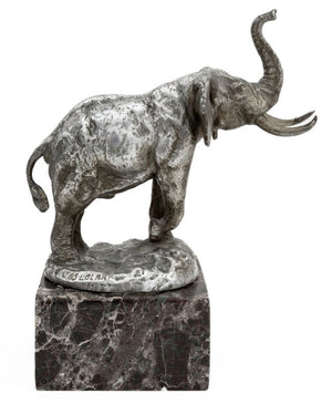 James L. Clark Silvered Bronze Elephant Sculpture (9741272416563)