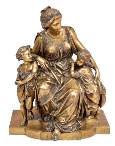 Auguste Carrier Figural Group Gilt Bronze
