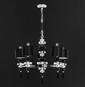 Postmodern Black, Chrome and Acrylic Chandelier