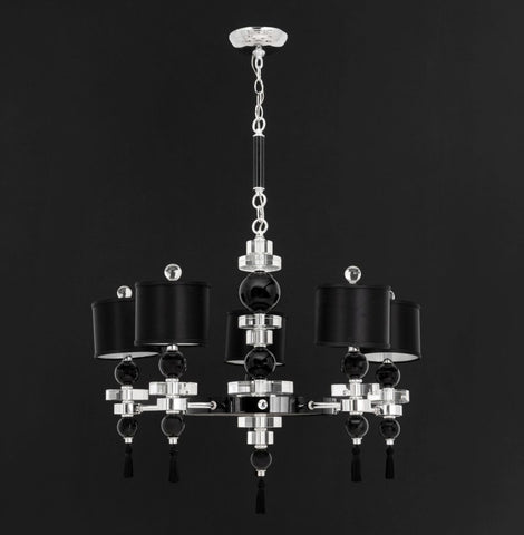 Postmodern Black, Chrome and Acrylic Chandelier