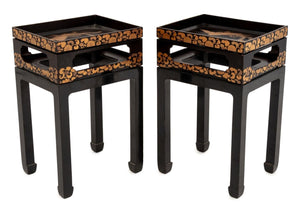 Japanese Gilt & Lacquer Tray Top Side Tables, Pair (9892920066355)