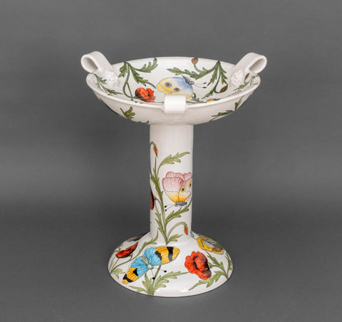 Italian Deruta Vintage Hand-Painted Maiolica Bird Bath