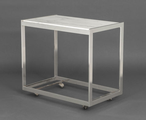 Modern Vintage Carrara Marble Top Chrome Side Table