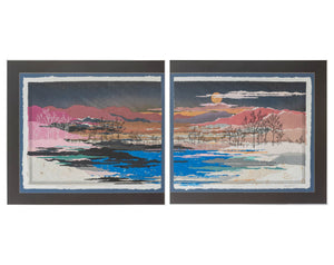 M.P. Marion "Landmarkings Diptych" Mixed Media