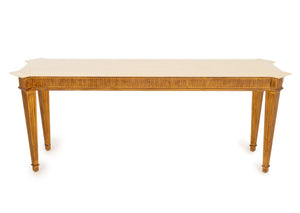 George III Style Travertine Top Giltwood Console