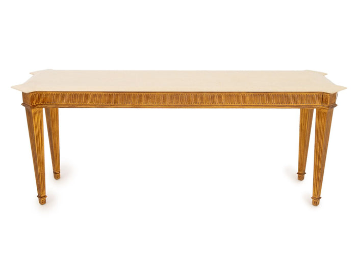 George III Style Travertine Top Giltwood Console