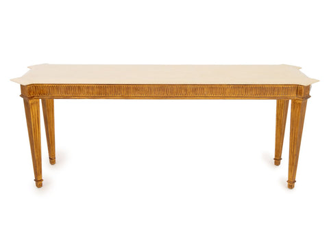 George III Style Travertine Top Giltwood Console