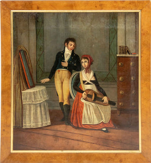 European School, Playing a Hurdy-Gurdy, Oil, 19th Century
