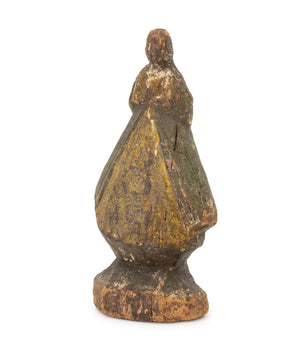 American Standing Woman Polychromed Pine Sculpture, 19th Century