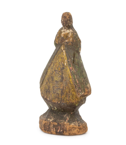 American Standing Woman Polychromed Pine Sculpture, 19th Century