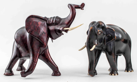 Large African Ebonized Wood Elephants, 2