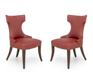 Contemporary Red Upholstered Chairs, Pair