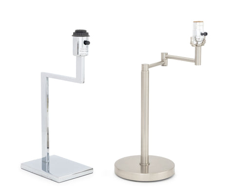 Contemporary Silver-Tone Metal Desk Lamps, 2