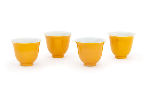 Chinese Yellow Glazed Porcelain Tea Bowls, 4