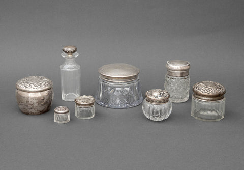 Sterling Silver & Cut Glass Vanity Accessories, 8