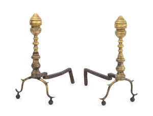 Federal Style Brass Andirons, Pair