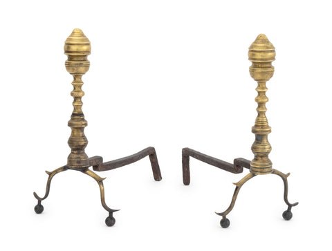 Federal Style Brass Andirons, Pair
