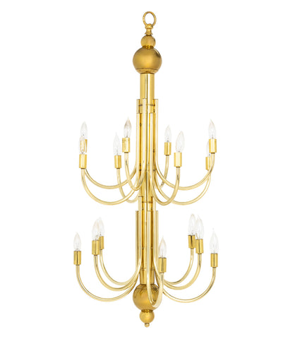 Mid-Century Modern Brass 16-Branch Chandelier