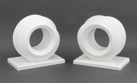 Pair of Modernist Carved White Quartzite Sculptures