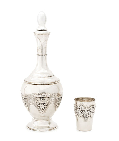 Judaica Sterling Silver Decanter and Kiddush Cup