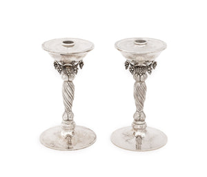 Michael Strauss Hammered Silver Candlesticks, Pair