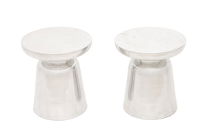Modern Chrome-Plated Metal Stools, Pair