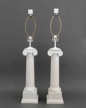Neoclassical Style Ionic Column Table Lamps, Pair