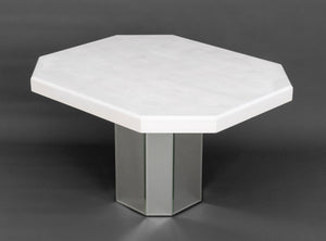 Modern White Painted and Mirrored Pedestal Table