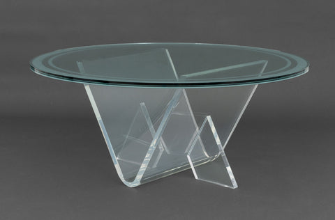 Charles Hollis Jones Style Glass Top Coffee Table