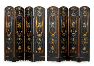 Victorian Style Ebonized Floor Screens, Pair