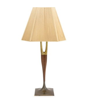 Gerald Thurston "Wishbone" Walnut and Bronzed Metal Table Lamp