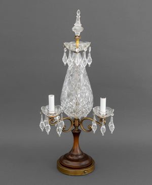 Neoclassical Style Cut Crystal Tear Drop Form Table Lamp