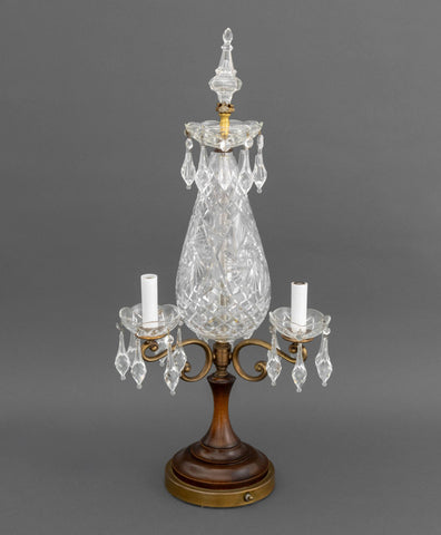 Neoclassical Style Cut Crystal Tear Drop Form Table Lamp