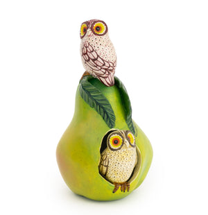 Sergio Bustamante Owls in a Pear Sculpture, 1984
