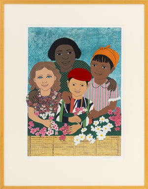 Elizabeth Catlett "Children with Flowers", 1995