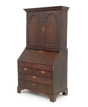 George III Oak Bureau Bookcase, 19th Century