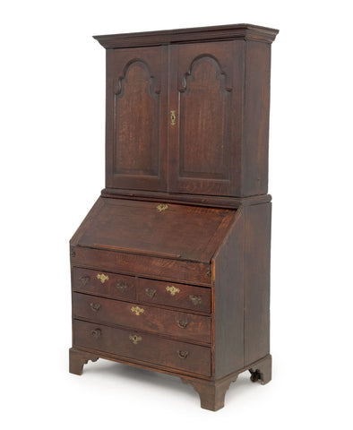 George III Oak Bureau Bookcase, 19th Century