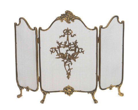 Louis XV Style Brass Tri-Fold Firescreen