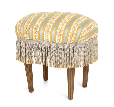 Louis XVI Style Upholstered Oval Ottoman