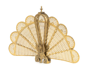 Victorian Brass Folding Peacock Firescreen