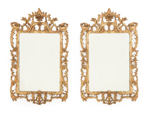 Rococo Style Silvered & Gilt Framed Mirrors, Pair