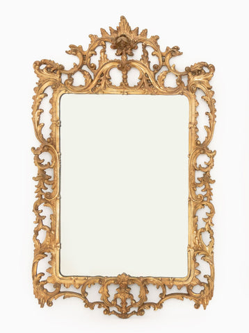Rococo Style Silvered and Gilt Composition Framed Mirror