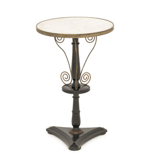 French White Marble Top and Ebonized Wood Gueridon