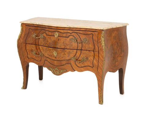 Louis XV Style Walnut Bombe Commode