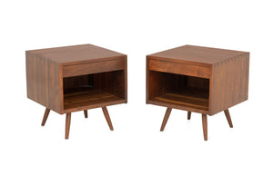 George Nakashima Pair of "Swett" Special Order Walnut Bedside Tables, 1964